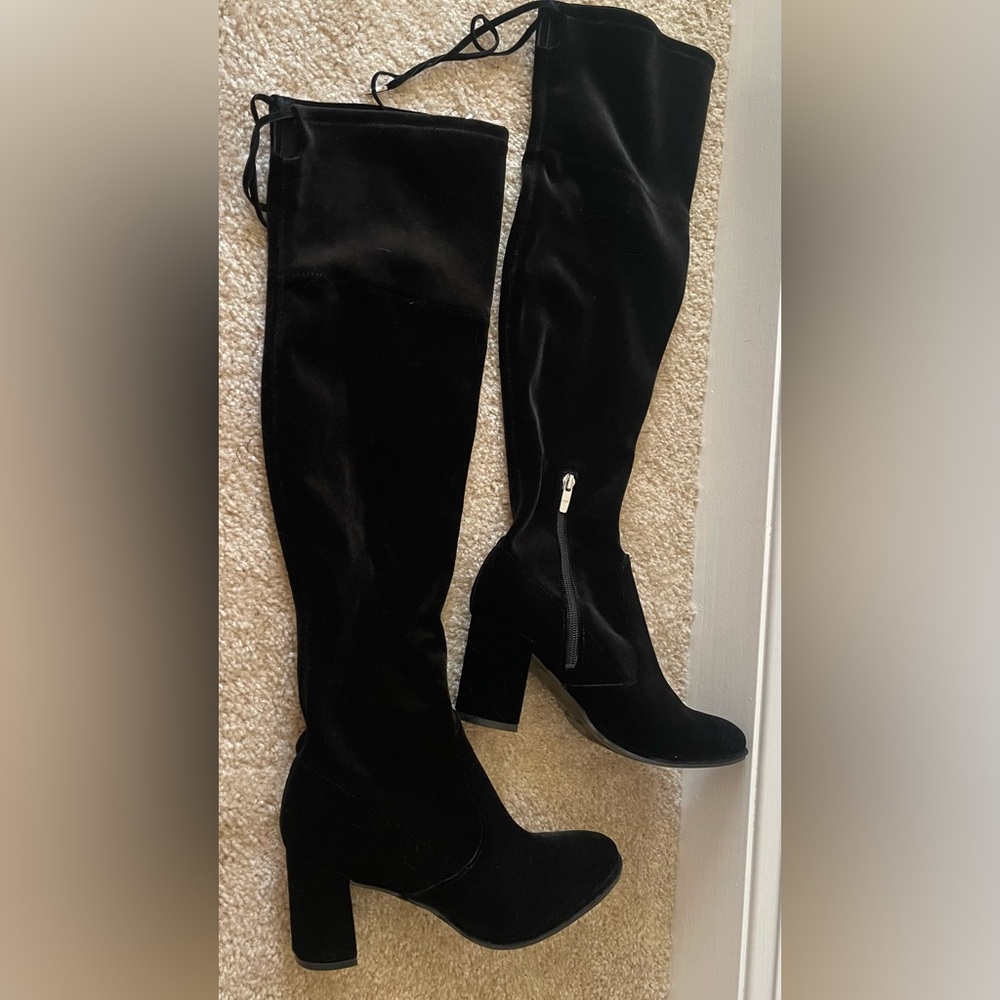 Marc Fisher Black Over the Knee Boots with Suede Material and High Heel